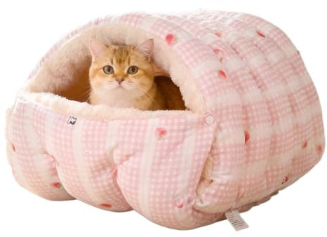 Lit En Forme De Caverne Pour Chat Sac De Couchage D'Hiver Amovible Et
