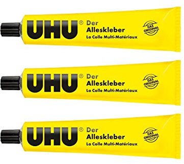 3 x UHU Der Alleskleber, 3 x 125g für Klebungen ohne Papierwellung