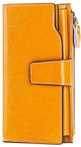 Sendefn Portefeuille en cuir véritable pour femme - Grande capacité, L