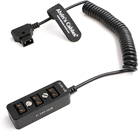 D-tap Splitter P-Tap HUB Coiled Cable Dtap Male to 3 Port D tap Female Splitter Cable with Skruvgängor för ARRI RED Z CAM-kameror TILTA Steadicam IDX V-Mount Batteri Alvin's Cables