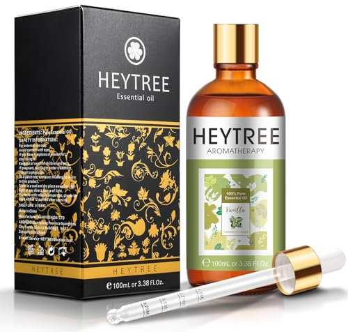 HEYTREE Vanille ätherische Öle 100 ml, 100% Reine Natürliche ätherische Öle, ätherisches Aromatherapieöl von Therapeutischer Qualität, Duftöle für Diffusor, Luftbefeuchter, Entspannen, Schlafen