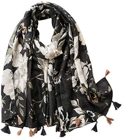 FAIRYGATE Schal Schwarz Damen Schal Damen Oversize Tücher für Frauen Deckenschal Tuch mit Fransen XXL Schals Halstuch für Mädchen Stola 32230