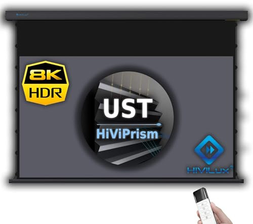 HiViLux® Tension CLR/ALR - Pantalla de motor de doble tensión, sistema de doble tensión, para proyector UST / TV láser, HiViPrism Cinema HDR de alto contraste/8K/4K/3D (92 pulgadas 16:9, imagen: 203 x