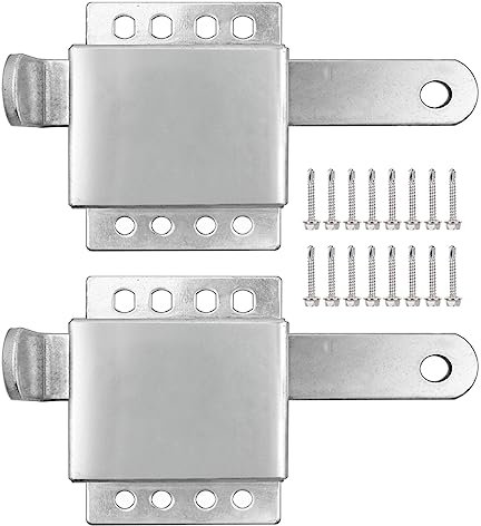 Lot de 2 loquets de serrure latérale pour porte de garage, serrure latérale en acier galvanisé robuste pour la plupart des portes de garage, serrure coulissante de sécurité supplémentaire pour