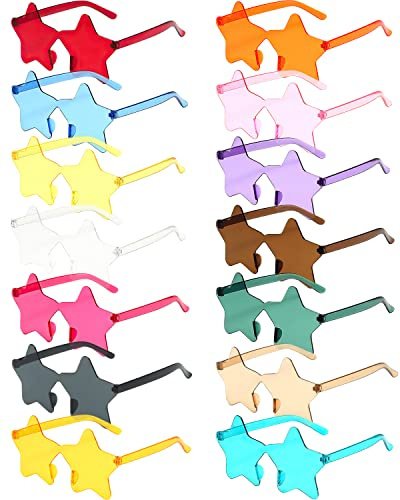 PARSUP Lunettes de soleil étoile sans cadre, étoile, couleur bonbon transparent, teintées, accessoires studio préférés pour les célibataires, boîte d'avion bien emballée Taille unique