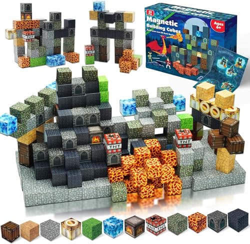 Goody King Magnetic Blocks for Toddlers Toys, Build Dark Castle Set - Magnetic Construction Cube Toys - Montessori Sensory Toys Gifts for Kids Toddlers Ages 6 7 8 9 10 Girls Boys