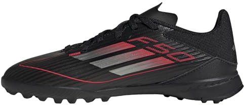 adidas Unisex F50 League Football Boots Turf Kids Sneaker, core Black/Iron met./Lucid red, 4.5 UK