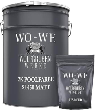 WO-WE 2K Poolfarbe Poolbeschichtung Schwimmbadfarbe MATT Lichtgrau RAL7035-10kg