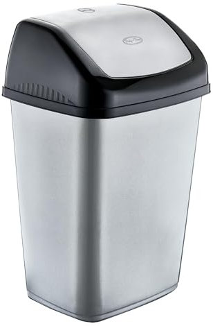 Best House | Swing Bin 50 Liters | Gray | 1 Pc | Waste Bin, Durable, Lightweight Hinged Swing Lid for Kitchen, Office, and Home Use – Odor-Reducing Design, Easy to Clean - L 42 cm x W 32 cm x H 68 cm