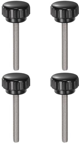 QUARKZMAN 4 stycken räfflade skruvar med gänga M6 x 45 mm x 25 mm rund huvudskruv rostfritt stål 304 runda handtagsbultar klämknappar 25 mm handknappar tumskruvar spännskruv för industri maskin