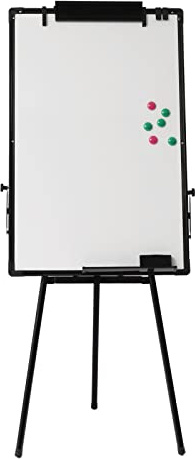 SABUIDDS Flipchart stativ, whiteboard, svart, 91 x 61 cm, whiteboards med stativ, flipchart stativ, whiteboard, justerbar höjd, magnetisk, bärbar, torka, avtorkbar, vit bräda