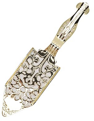 Tomvorks Vintage Hollow Design Stainless Steel Absinthe Spoon, for Glass Cup Drinking Filter Spoon with Retro, Beautiful and Sophisticated Wormwood Cocktail Spoon (Gold)