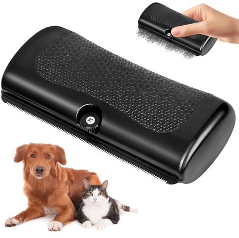 Cepillo para Perros y Gatos,ESYFOR Cepillo Deshedding para Perros y Gatos Negro Plástico Antideslizante Cepillo para Deshedding Cuidado para Caballos,Perros/Gatos/Conejos de Pelo Corto y Largo