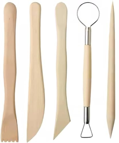 Wxinsheng Herramientas de Arcilla de Cerámica,5 PiezasHerramientas Arcilla Secado al Aire en Madera,Herramientas para Modelar Arcillapara Ceramica Fria Barro