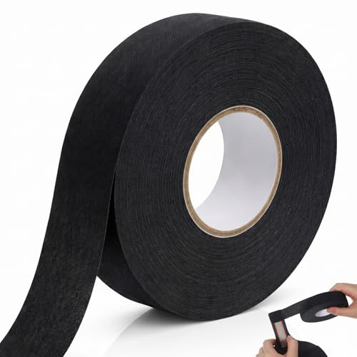 Zelphvt Hockey Stick Tape 25m x 25mm, Anti Slip Cotton Grip Tape for Ice Hockey, Golf, Tennis, Badminton, Cricket Bat, Squash Racket, Self-Adhesive Wear Resistant Sports Grip (Black)