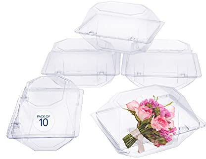 Royal Imports Clear Plastic Flower Box for Corsage, Boutonniere, Rose, Orchid Prom Wedding Craft Container 6x5x4-10 Pack