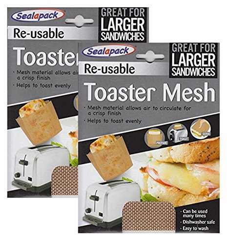 2 x Sealapack Re Usable Toaster Mesh Cooking Pocket Pouch Sandwich Toaster Bag