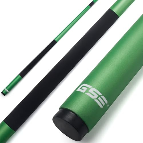 GSE Games & Sports Expert 58 2-Piece Fiberglass Graphite Composite Billiard Pool Cue Stick for Men/Women, Billiard Cue Stick for House or Commercial/Bar Use (Matte Green, 21 Oz)