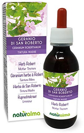 Herb Robert (Geranium robertianum) herb with Flowers Alcohol-Free Mother Tincture Naturalma - Liquid Extract Drops 120 ml - Food Supplement - Vegan