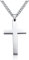 Fashion Base Cross Necklace for Men, Stainless Steel Silver Cross Pendant Necklace for Boys Cross Chain for Mens Christian Religious Gift (Silver)