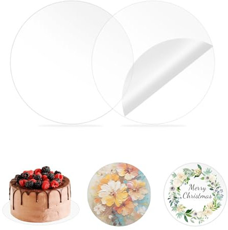 xnnmzhao Cake Board 26cm Rund Kuchenplatte, 2 Stücke Cake Boards Acryl Nicht Klebend Wiederverwendbar, Cakeboard für Transport Kuchen und Torten