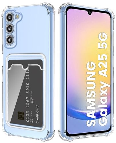 DEVASO Coque pour Samsung Galaxy A25 5G Souple TPU Silicone Transparente Protection de la Caméra Étui avec Porte-Cartes Portefeuille Lentille Anti-Rayures Carte Housse