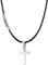 Kette Herren Leder Halskette, Kreuz Halskette für Herren, Premium Leder Halskette Herren, Kreuz Anhänger, 2mm/3mm Schwarz gewachstes Seil Kreuz Halskette (46/51/56/61/66CM) (Schwarz-2mm Breite, 56)