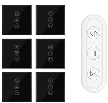Tuya Smart WiFi Blinds Roller Shutter Touch Switch - Voice Control via App Automated Settings 1 Remote 6 switches