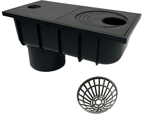 4INSTALATOR Siphon de gouttière avec tamis - Pour descente d'eau de pluie de 50 mm à 110 mm - DN110 - Noir - Universel - Pour différentes tailles de tuyaux
