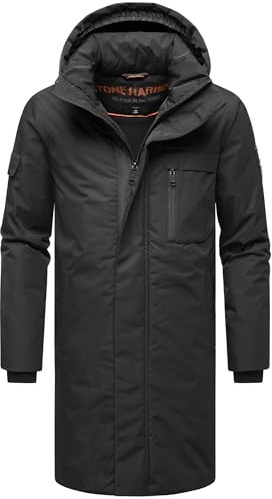 STONE HARBOUR herr varm vattentät vinterrock lång med avtagbar huva och magnetisk täcklist Xandroo XX S-3XL, svart, M