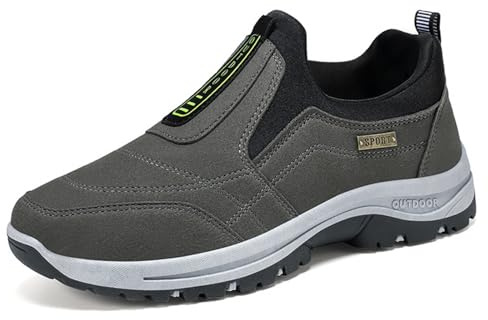 POIUIYQA Zapatos para Caminar para Hombre, Zapatillas de Senderismo al Aire Libre, Zapatos de Senderismo sin Cordones para Hombre, Zapatos Ortopédicos, Zapatos Ligeros para el Trabajo