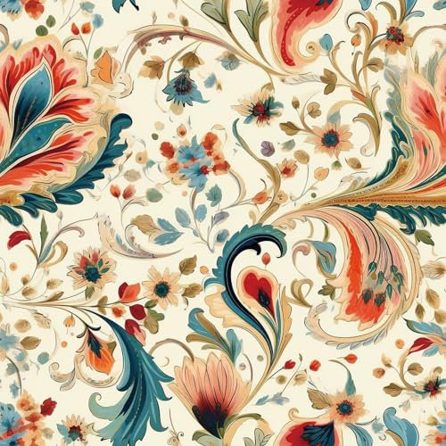 ANLIKY-Pro Papel tapiz autoadhesivo con diseño de flores de colores, papel de contacto despegable y pegable, con ramas y enredaderas, 44X300CM, película decorativa removible para muebles.