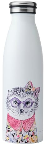 Mikasa Tipperleyhill Stainless Steel Insulated Water Bottle On-The-Go Double-Walled Hydration Bottle Keeps Drinks Hot for 12 Hrs and Cold for 18 Hrs Quirky Hog Illustration Handwash Only, 500ml