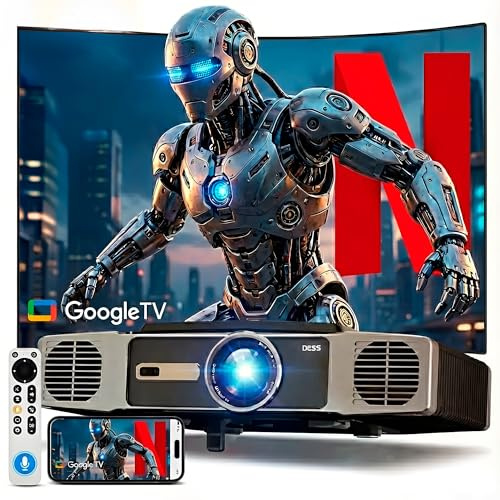 Proyector Unicview Dess C5 Enterprise, [Google TV y 2500 ANSI], Innovador Sistema de Auto elevación motorizado, HDR, Certificado, Soporte 4K con WiFi 6 y Bluetooth, Enfoque y Keystone automáticos