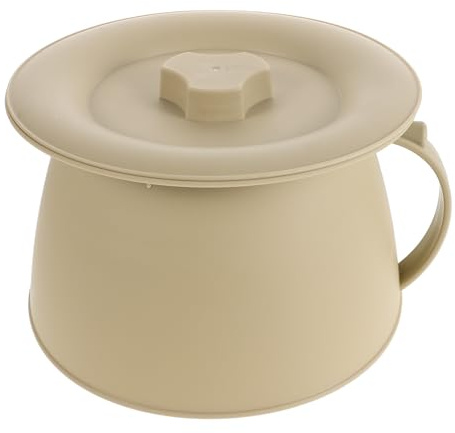 ASAKKURA Orinal Portátil de Plástico con Tapa, Urinario para Personas Postradas en Cama, Bacinilla Adultos, Cubo para Orina Tamaño Mediano Color Amarillo Claro, Uso Nocturno y Hospitalario