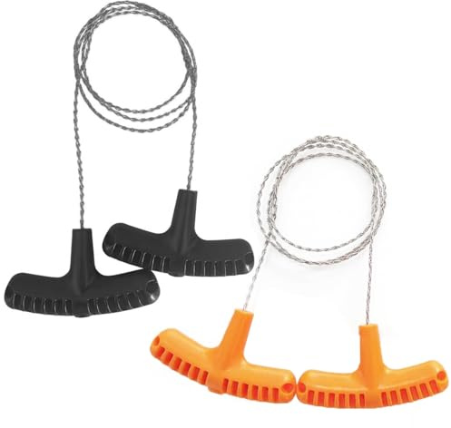 Lahkvor 2 Sierras de Cable Acero Inoxidable, Sierra de Supervivencia Resistente con Mango en T para Camping al Aire Libre, Sierra Cadena Portátil para Cortar Madera, Equipo Emergencia para Senderismo
