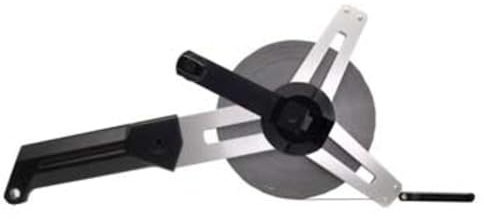 Dönges Glasfaserbandmaß in Alu-Dreieckeckrahmen, Breite 13 mm, 20 m (Bandmaß Maßband Messband Meßband Rollbandmaß), beidseitige cm-Teilung, Anfang A (Maßbeginn ca. 10 cm nach Beschlag)