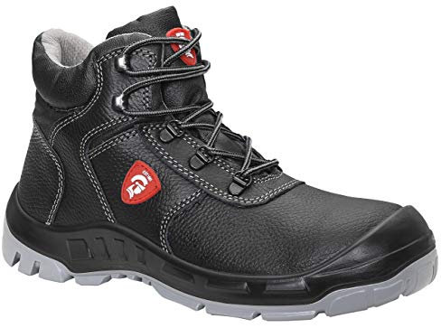 JORI Sicherheitsschuhe Achim S2, Damen und Herren, Leder, Stahlkappe, leicht, klassisch 44, Schwarz