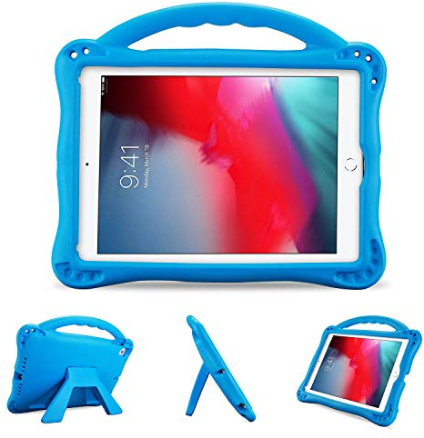 ProCase Barnfodral för iPad 9.7 2018 2017 (6th 5th Gen)/iPad Pro 9.7/iPad Air 2/Air 1 fodral barn, skyddsfodral, lätt stötsäkert sparkställ, robust barnfodral med handtag – blått