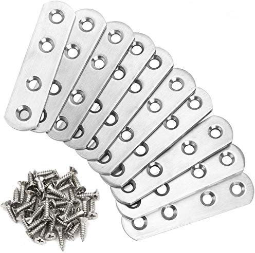Tweal 10 Pezzi Piastre di Giunzione per Riparazione,Piastre di Giunzione,in Metallo,con 40Pcs Viti di Fissaggio, 76 x 16 mm