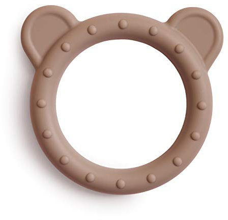 Mushie Beißring für Babys aus BPA-frei Silikon | Fördert Sehsinn & Motorik Baby | Zahnen Nursing Zubehör | Sichere & Hochwertige für Kleinkinder Kinder Jungs & Mädchen | Bär Design (Natural)