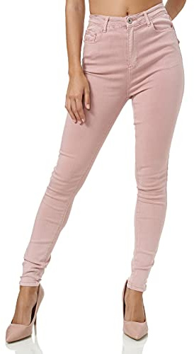 Gloop Dam stretch jeans jeans byxor skinny fit jegging skinnyjeans stretch byxor push up hög midja jeans, ROSA, S
