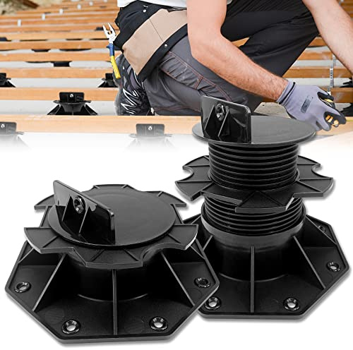 Froadp 60-140mm Soportes Ajustables para Suelos, Pies Autonivelantes de PP, Viga de Transporte para Cubiertas de Jardín o Losas de Balcón, Ajuste de Base para la Placa Madera (20)