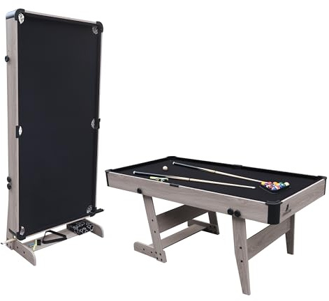 Cougar Hustle XL Table de Billard, Convertible | Pliante, 6ft, Bois/Noir pour l'intérieur | Accessoires Inclus - 182,9 x 91,4 x 78,7 cm - 40kg