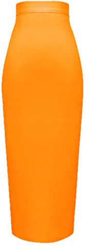 Dam grön rosa orange gul knälång kjol, 666-orange, S