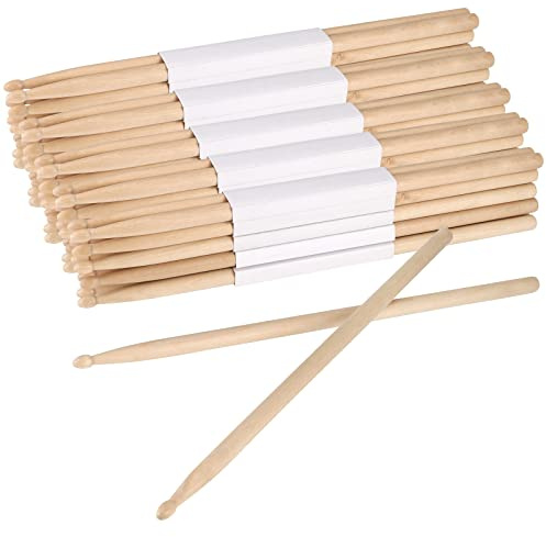 SINJEUN 24 Pairs 5A Drum Sticks, Classic Maple Wood Drum Sticks, 5A Wood Tip Drumstick for Beginners, Students and Adults