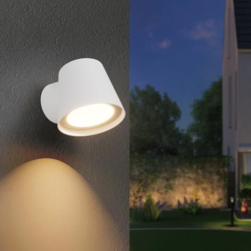 Klighten LED Applique da Parete Esterno/Interno, 12W Lampada da Parete, Luce Calda 3000K Luci da parete, Applique Esterno IP65, Moderno Lampada da Muro Alluminio+PC, per Giardini Terrazza, Bianco