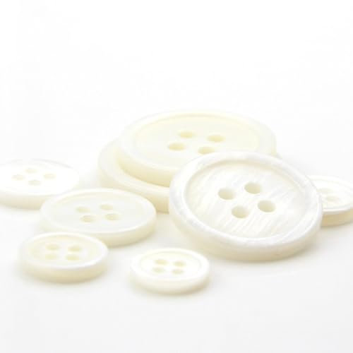 Wambere 20 Stück 25mm Natürlich Perle Muschelknöpfe 4 Löcher Runde Weiße PerlmuttKnöpfe Hemdknöpfe Nähknöpfe Basteln Kleidungsknopf Mantelknöpfe Für DIY Nähen Handwerk Kleidungsdekoration