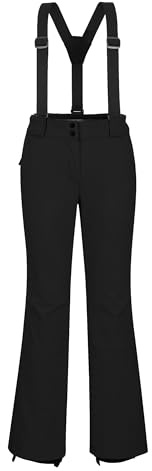 Outdoor Ventures Damen Skihose Softshellhose Wasserdicht Winddichte Snowboardhose Warme Gefütterte Wanderhose Atmungsaktive Schnelltrocknende Trekkinghose Ski Pant Schwarz L/31L