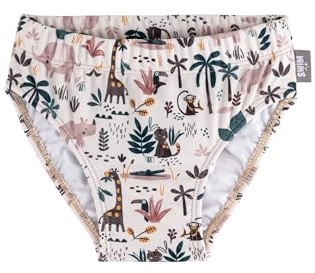 Sterntaler Costume da Bagno Safari Print, Protezione UV 50 +, con Inserto per Pannolini Fino alla Taglia 86/92, Costume da Bagno per Ragazzi con Cordoncino per Regolare la Larghezza, Natur, 92